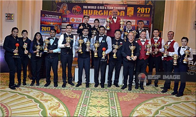 Medal winners of 2017 IBSF World 6Reds and Team Snooker