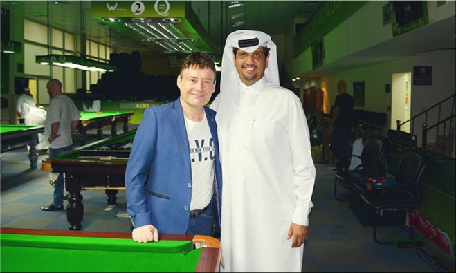 Jimmy White with IBSF President Mubarak Al-Khayarin